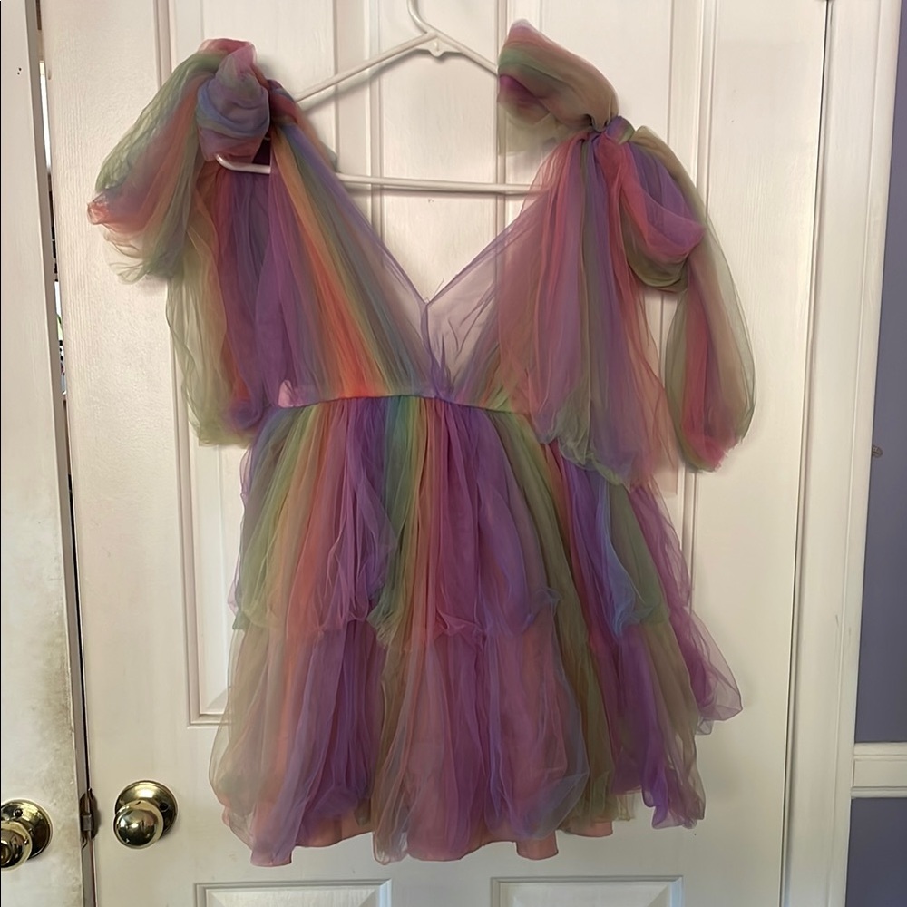 Lirika Matoshi Rainbow Tulle Dress